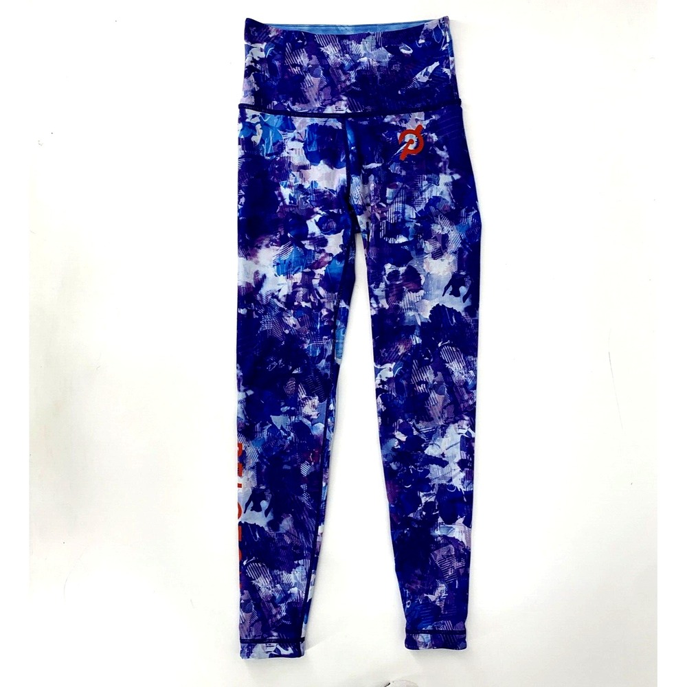 WITH X Peloton Reversible Crop Leggings Womens XS‎ Blue Tie Dye Purple Abstract